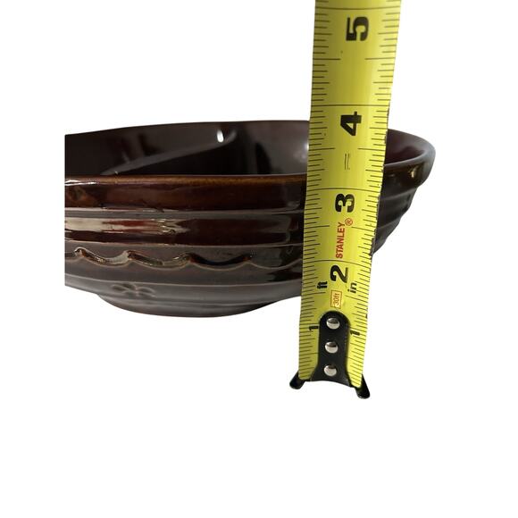 Marcrest Daisy Dot Divided Serving Dish Brown Bowl Oven-Proof Vintage Stonewar - Picture 5 of 6